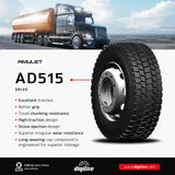 Tire 11R22.5 Amulet AD515 Drive Open Shoulder 16 Ply H 146/143 L