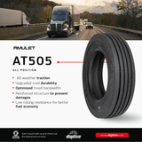 Tire 11R22.5 Amulet AT505 Steer 16 Ply L 146/143